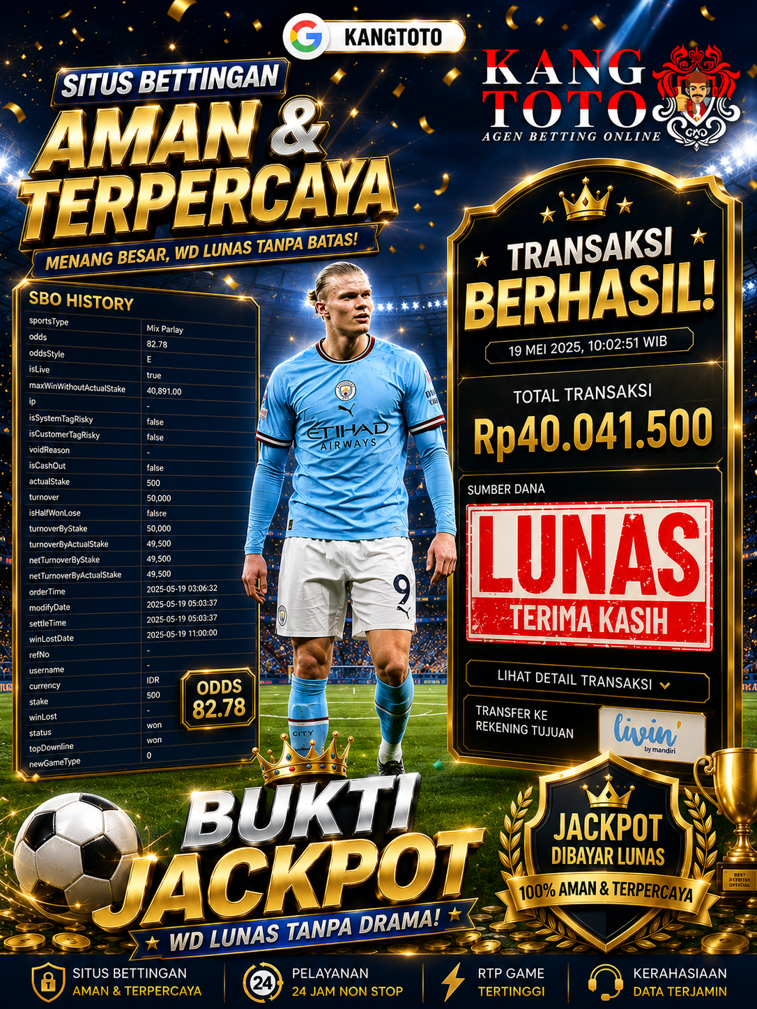 SBB SPORT JACKPOT PARLAY Rp40.000.000 LUNAS