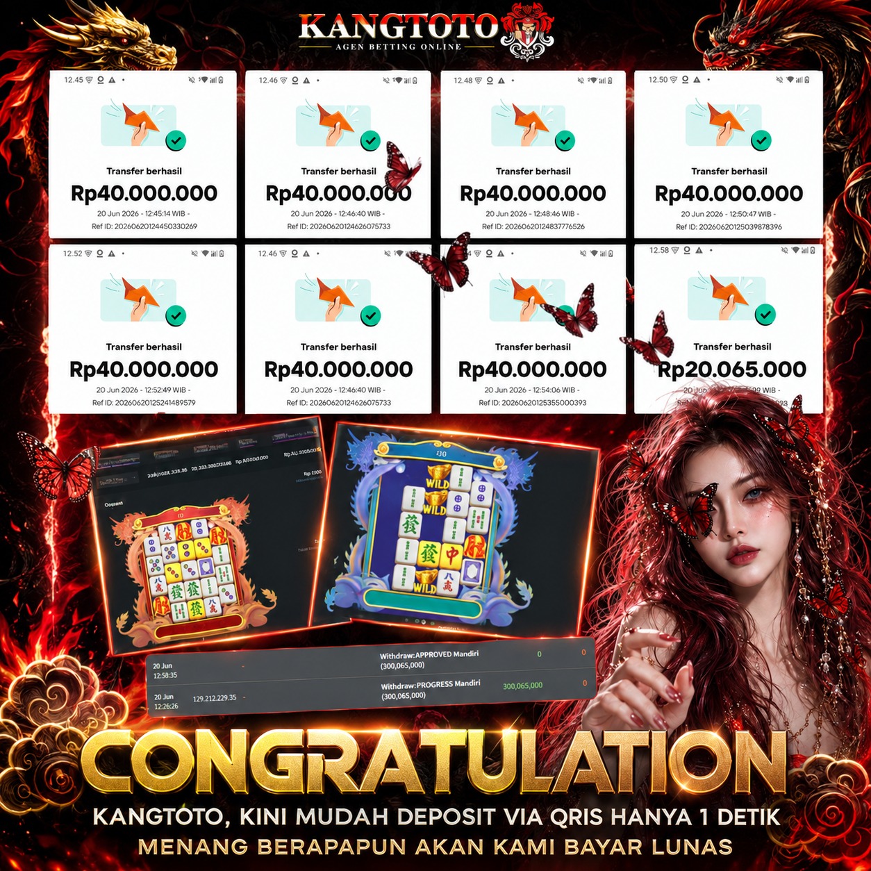 JACKPOT PRAGMATIC PLAY - MAHJONG WINS 3- KEMENANGAN RP 300.000.000  LUNAS!