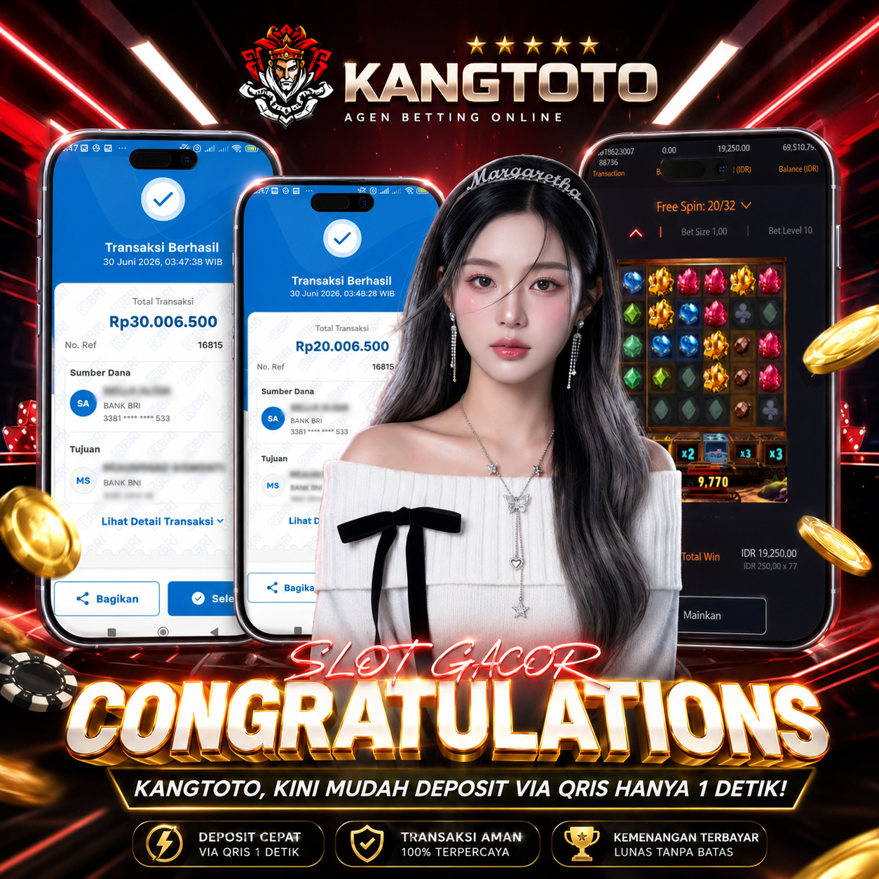 JACKPOT PG SOFT - GEMSTONES GOLD - KEMENANGAN RP 50.000.000 LUNAS!