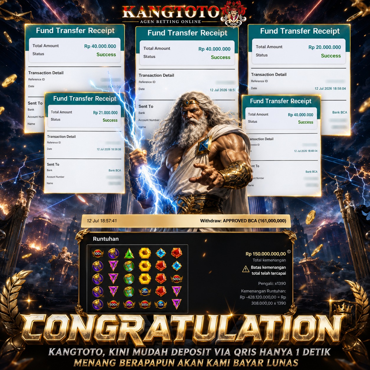 PECAH MAXWIN ! - SAMBARAN PETIR ZEUS - PRAGMATIC PLAY - TOTAL KEMENANGAN RP 161.000.000!