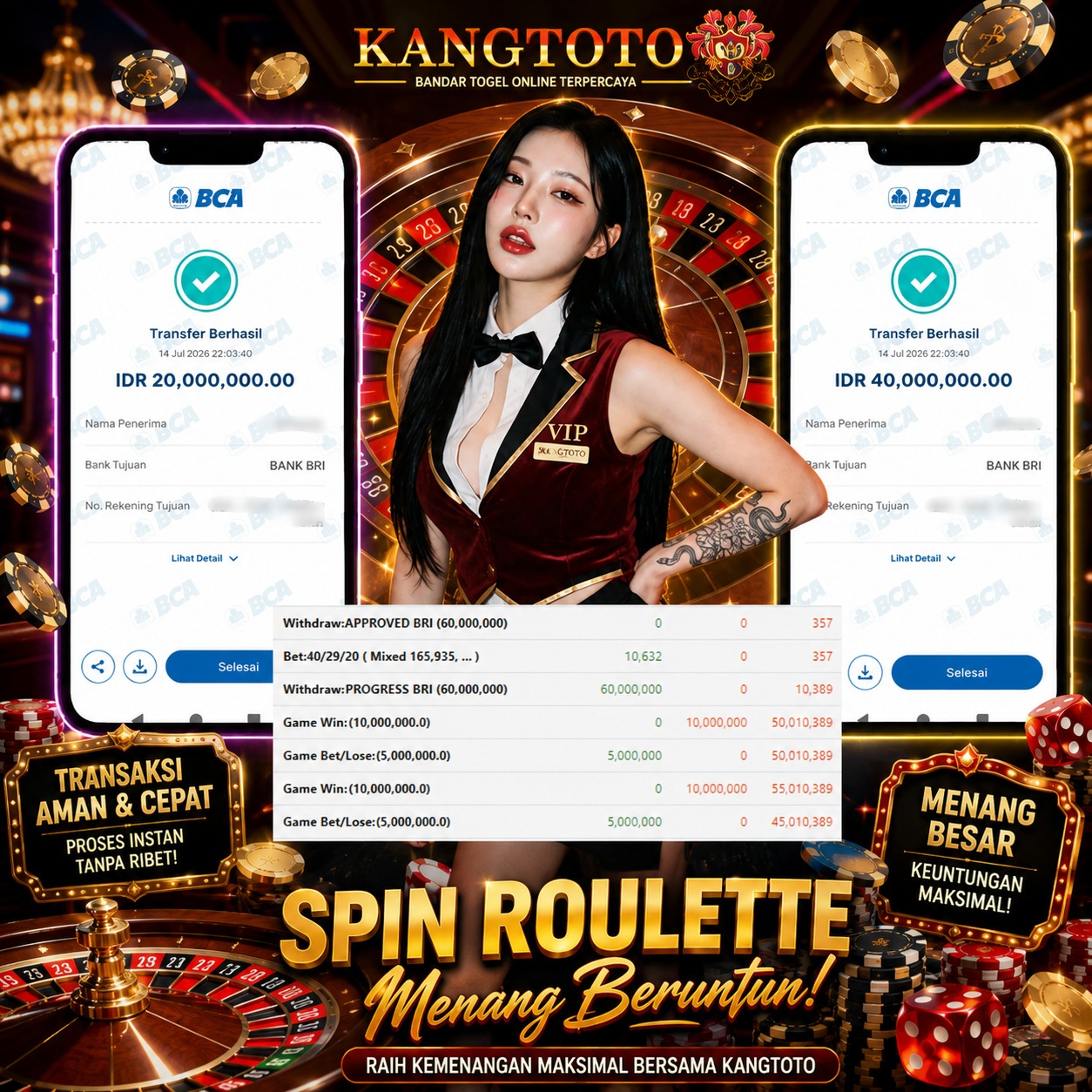 KLUNTUNG KLUNTUNG PERMAINAN ROULETTE PECAH !!!! Rp 60.000.000 LUNASS!!!!