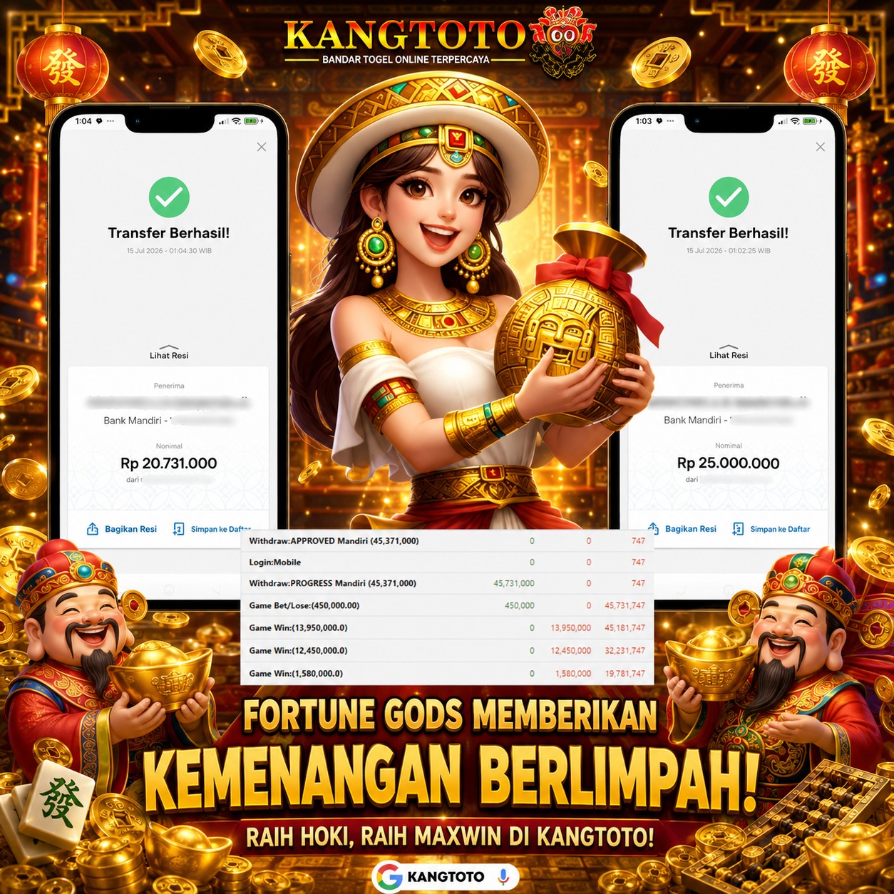 PECAHHHHH FORTUNE GODS !!!! Rp 45.731.000 LUNASS!!