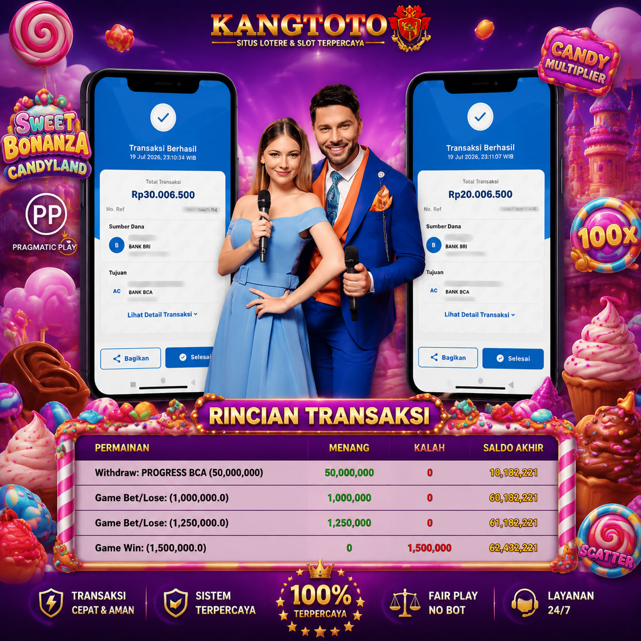 BUKTI NYATA PP-SWEET BONANZA CANDYLAND Rp 50.000.000 LUNAS !!!