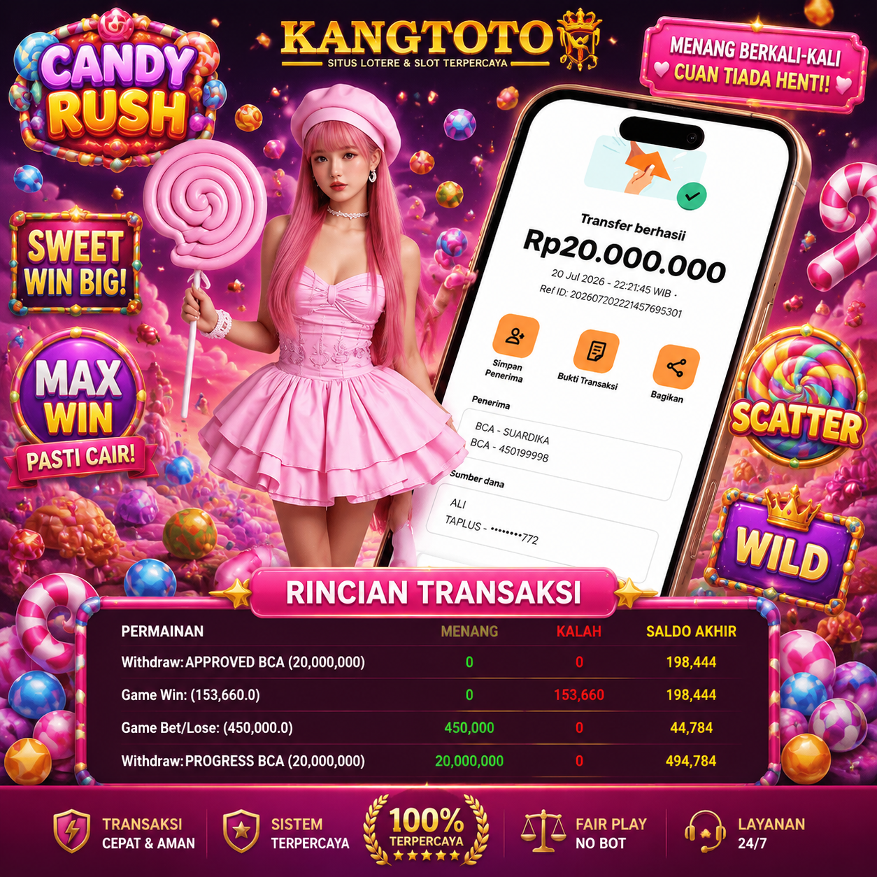 SENSASI MANIS BANJIR TRANSFERAN 20.000.000 ! 🍭💸