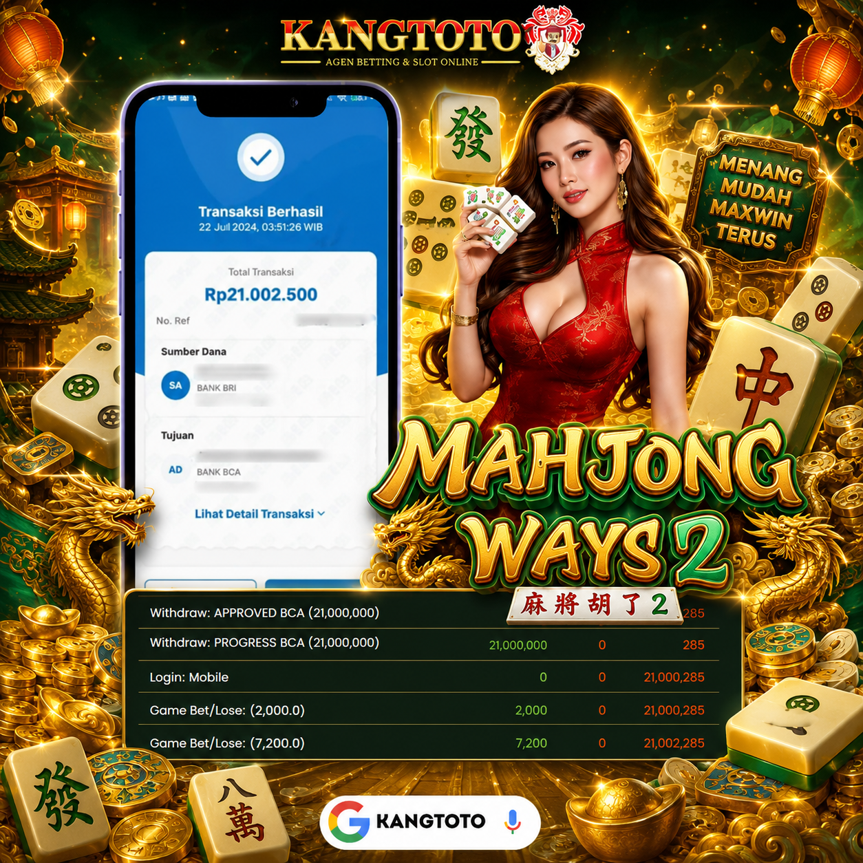 LAGI LAGI PECAH MAHJONG WAYS 2 Rp 21.000.000 LUNAS !!!!