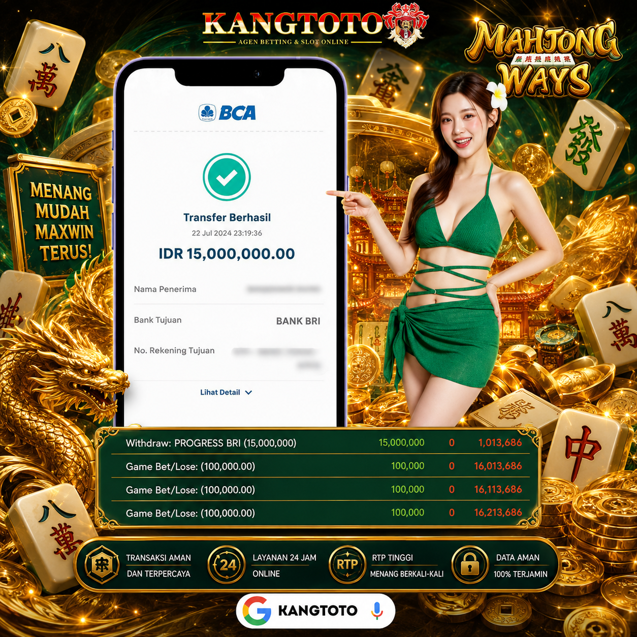 🀄 MAHJONG WAYS DI KANGTOTO MEMANG NGGAK ADA LAWAN! 🀄 CAIR Rp 15.000.000 LUNAS!!!