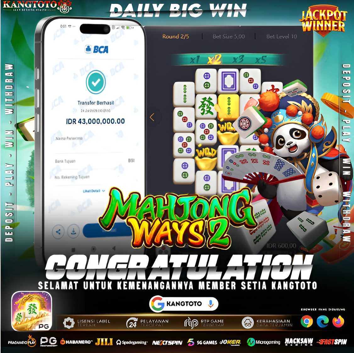 🐼 DAILY BIG WIN! MAHJONG WAYS 2 KANGTOTO PANEN DANA Rp 43.000.000! 🐼