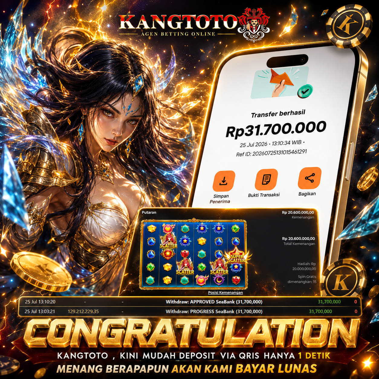 SENSASI SUPER SCATTER PECAH GILA-GILAAN! RP 31,000,000 LUNAS