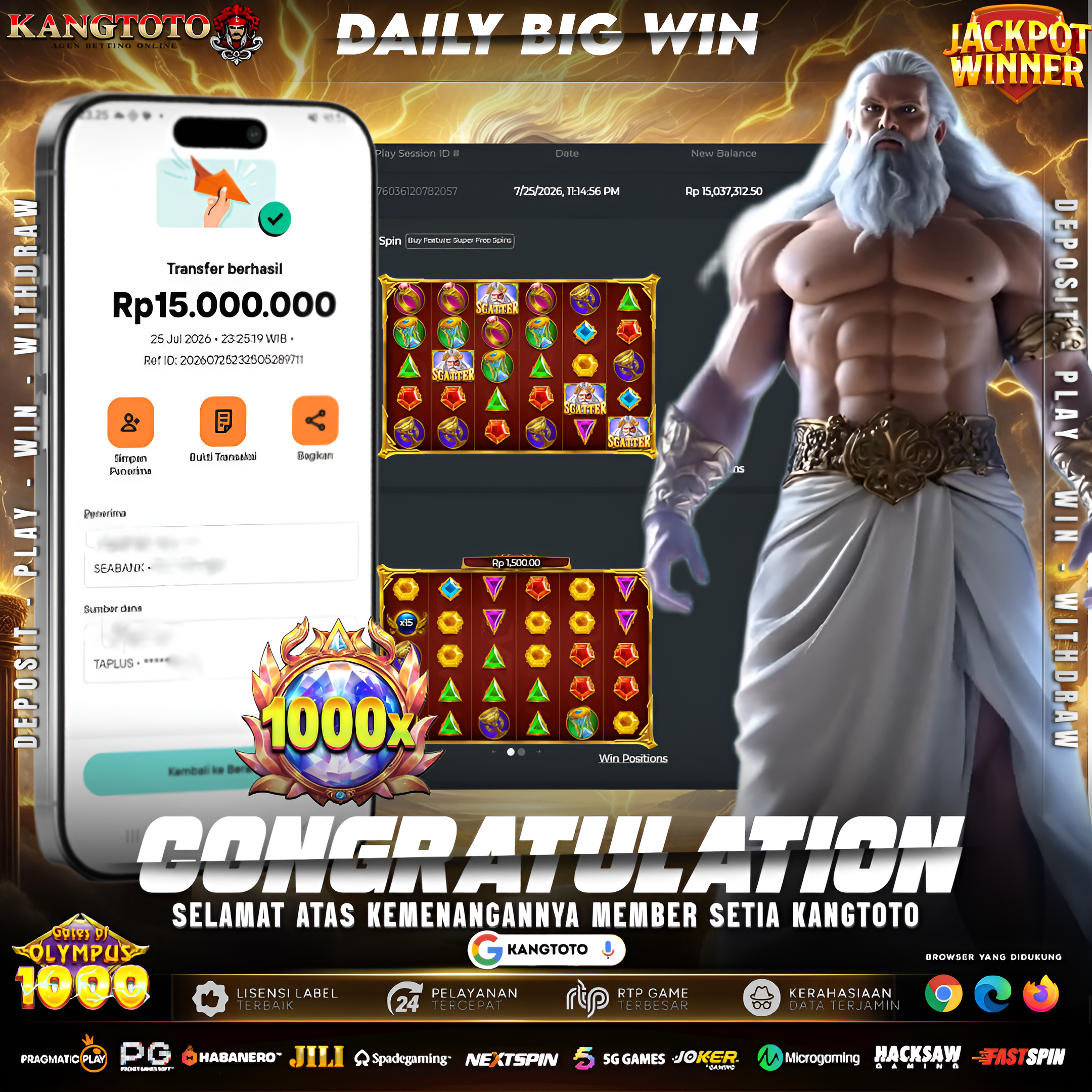 ⚡ PETIR KAKEK ZEUS MENYAMBAR LAGI! ⚡ Rp 15.000.000 !!!