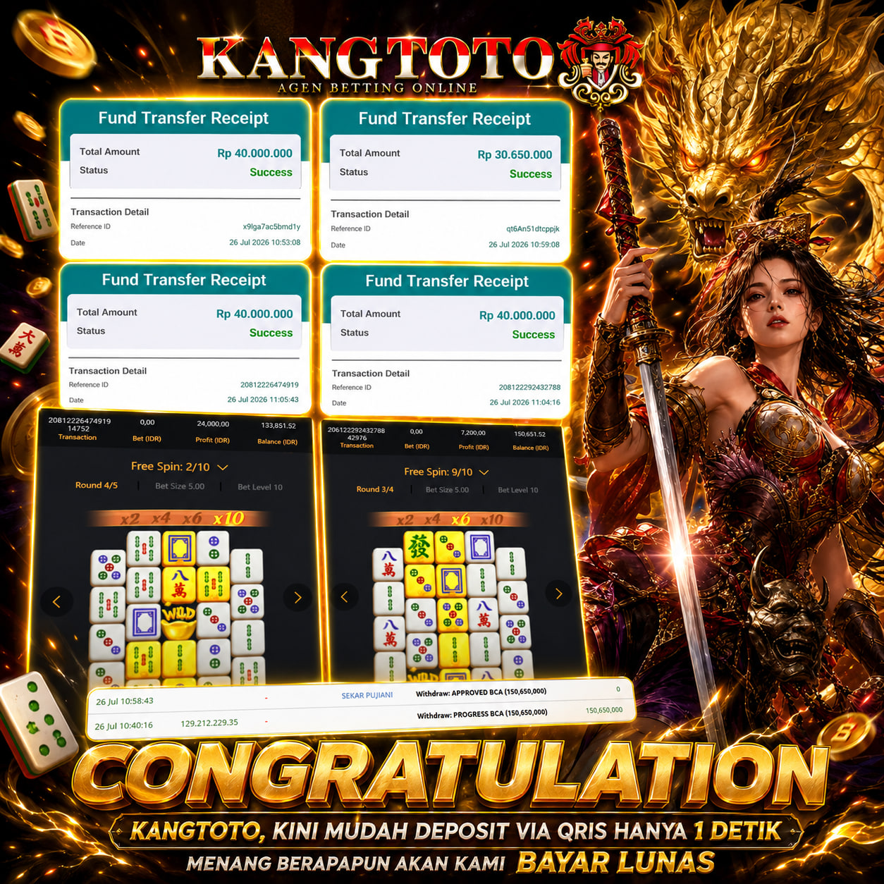 NAGA EMAS MAHJONG PECAH PARAH! TOTAL RP 150 ,000,000 CAIR!