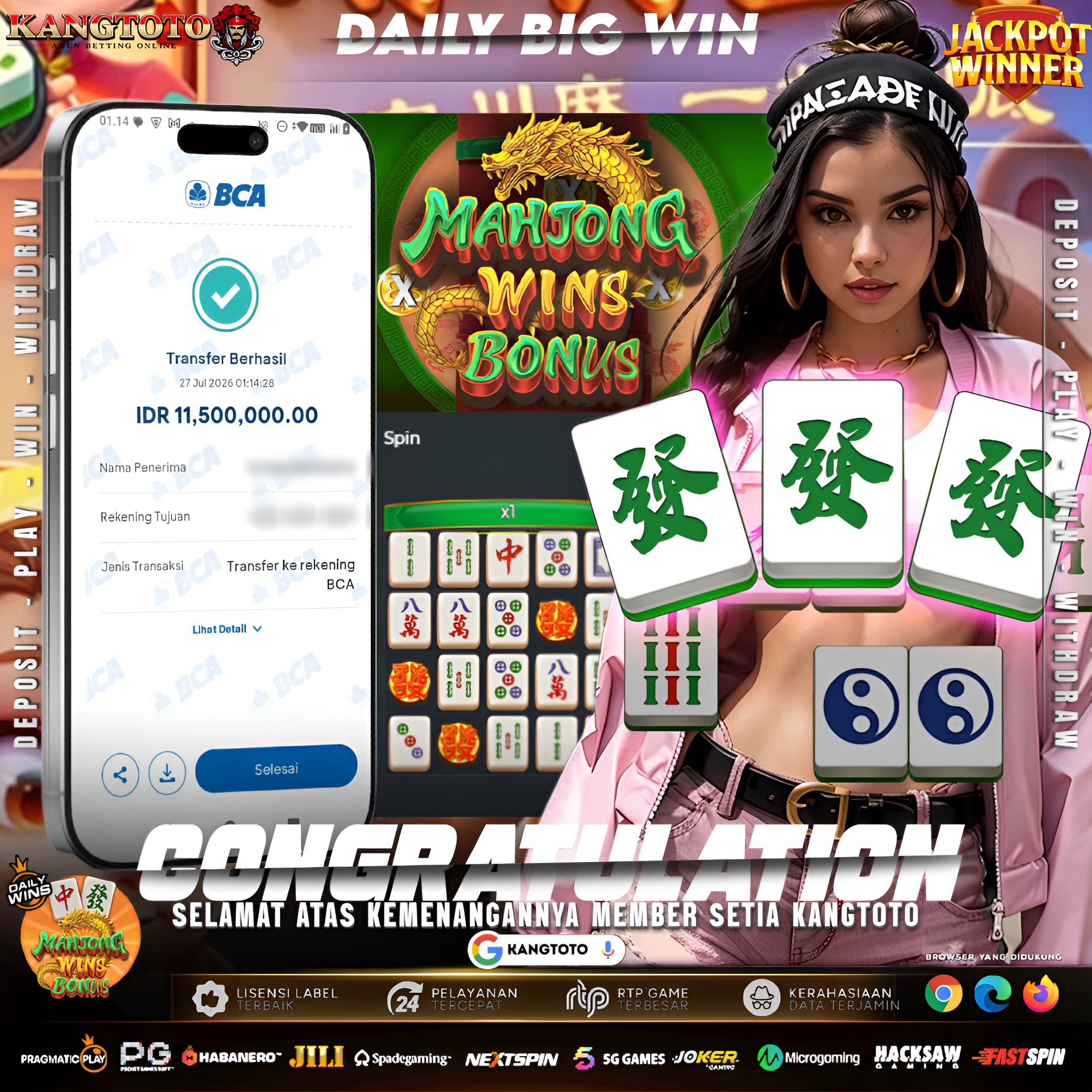 NAGA NAGA KELUAR NAGA! MAHJONG WINS BONUS MELEDAK! 🀄️💥 Rp 11.500.000 !!!