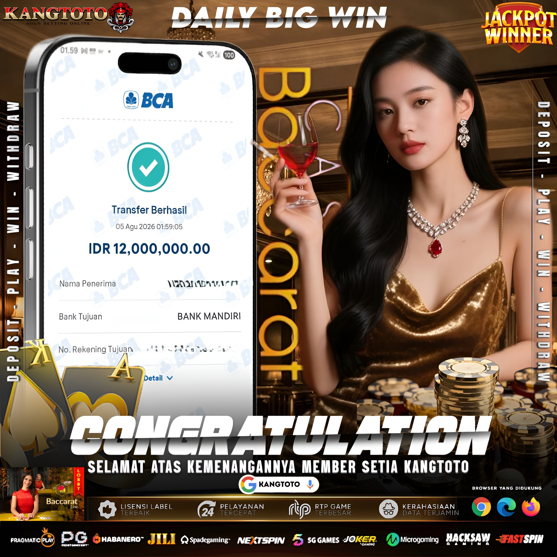 ✨ SENSASI LUXURY,KEMENANGAN NYATA Rp 12.000.000 MEJA LIVE BACCARAT!!!
