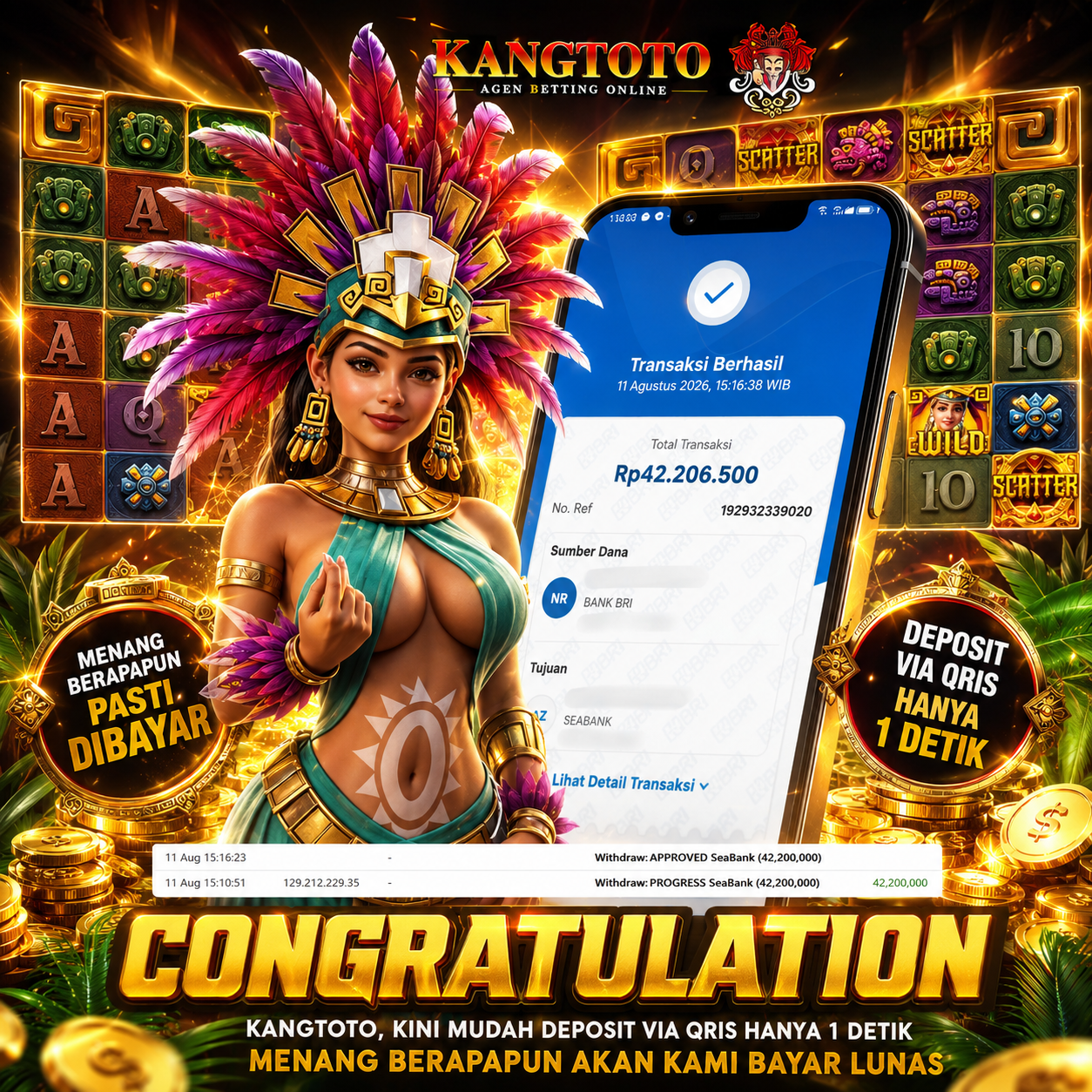 SCATTER AZTEC MELETAK! WITHDRAW Rp 42.206.500 LANGSUNG LUNAS!