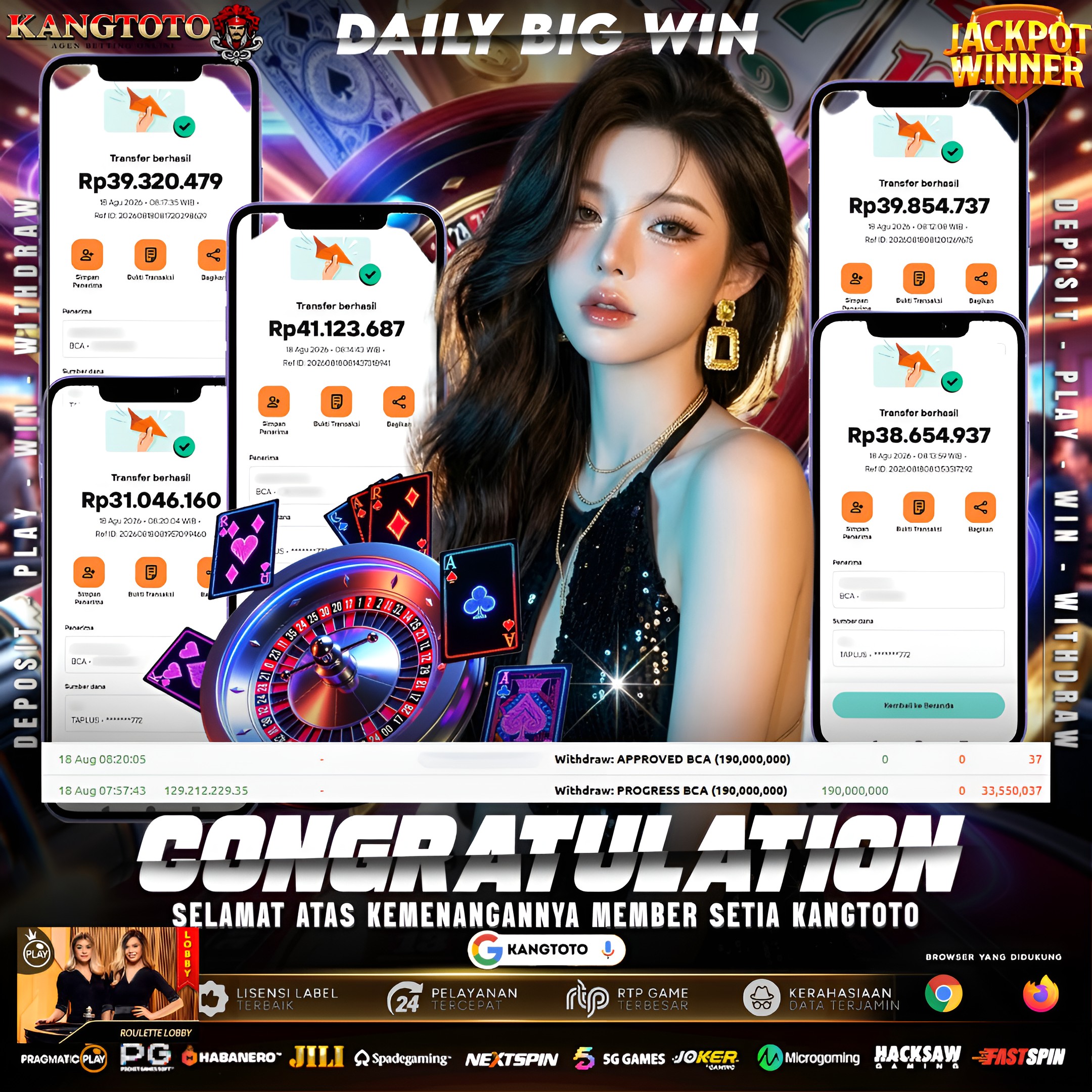 SENSASIONAL! PANEN JACKPOT CASINO RP 190.000.000 DIBAYAR LUNAS!