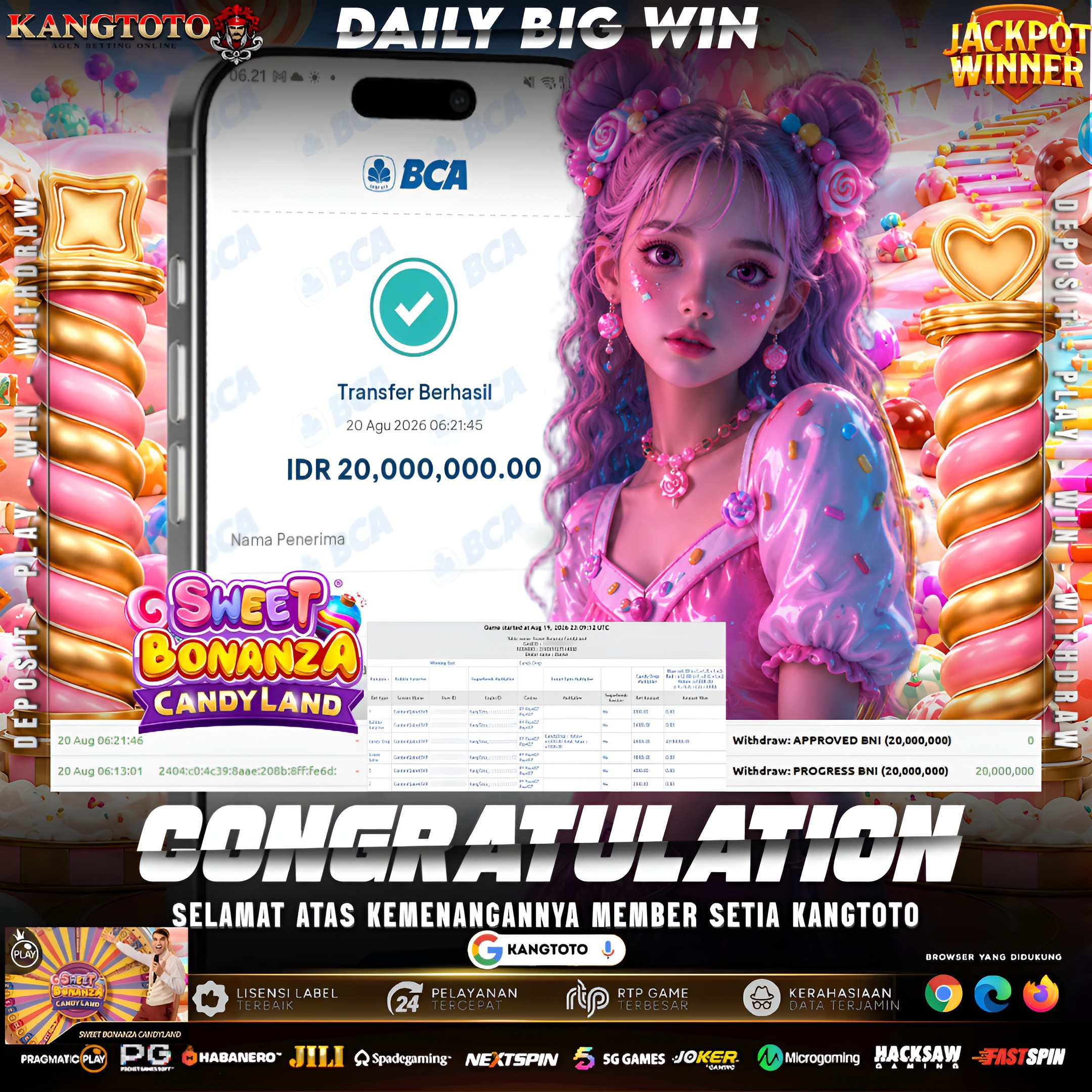 MANISNYA KEMENAGAN SWEET BONANZA CANDYLAND! WITHDRAW Rp 20.000.000,- CAIR!