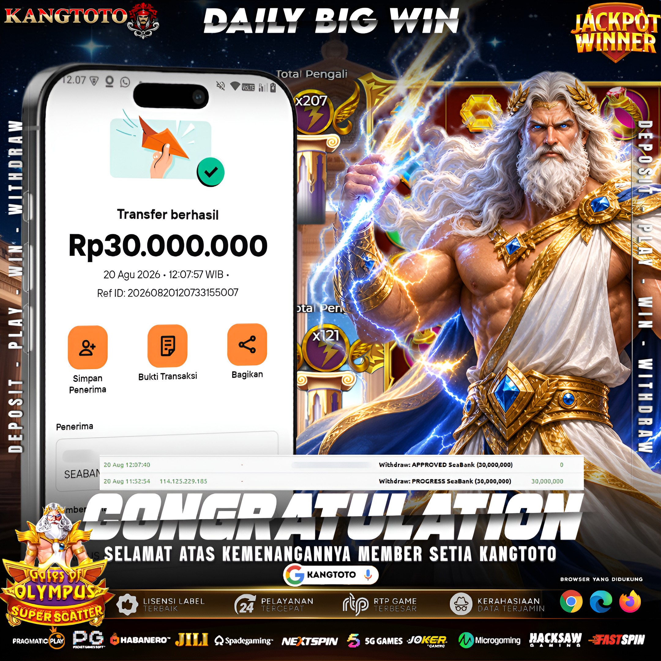SUPER SCATTER ZEUS PECAH! WITHDRAW Rp 30.000.000,- CAIR!