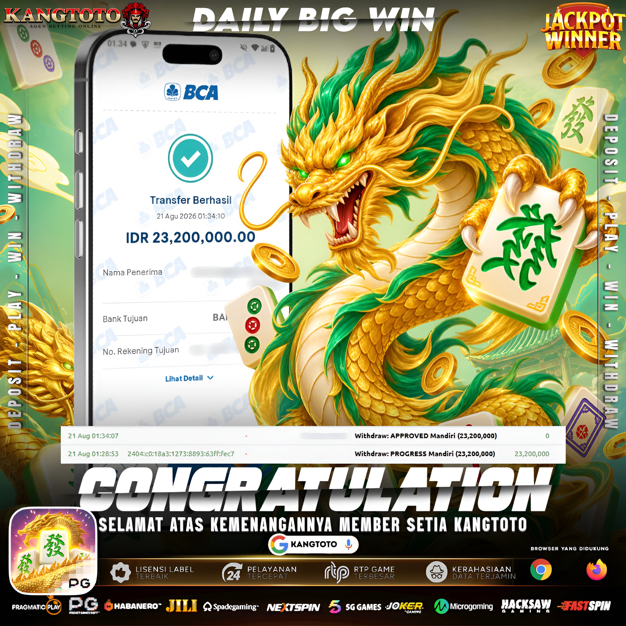 NAGA HIJAU MINTA TUKAR SALDO! WITHDRAW Rp 23.200.000,- CAIR!