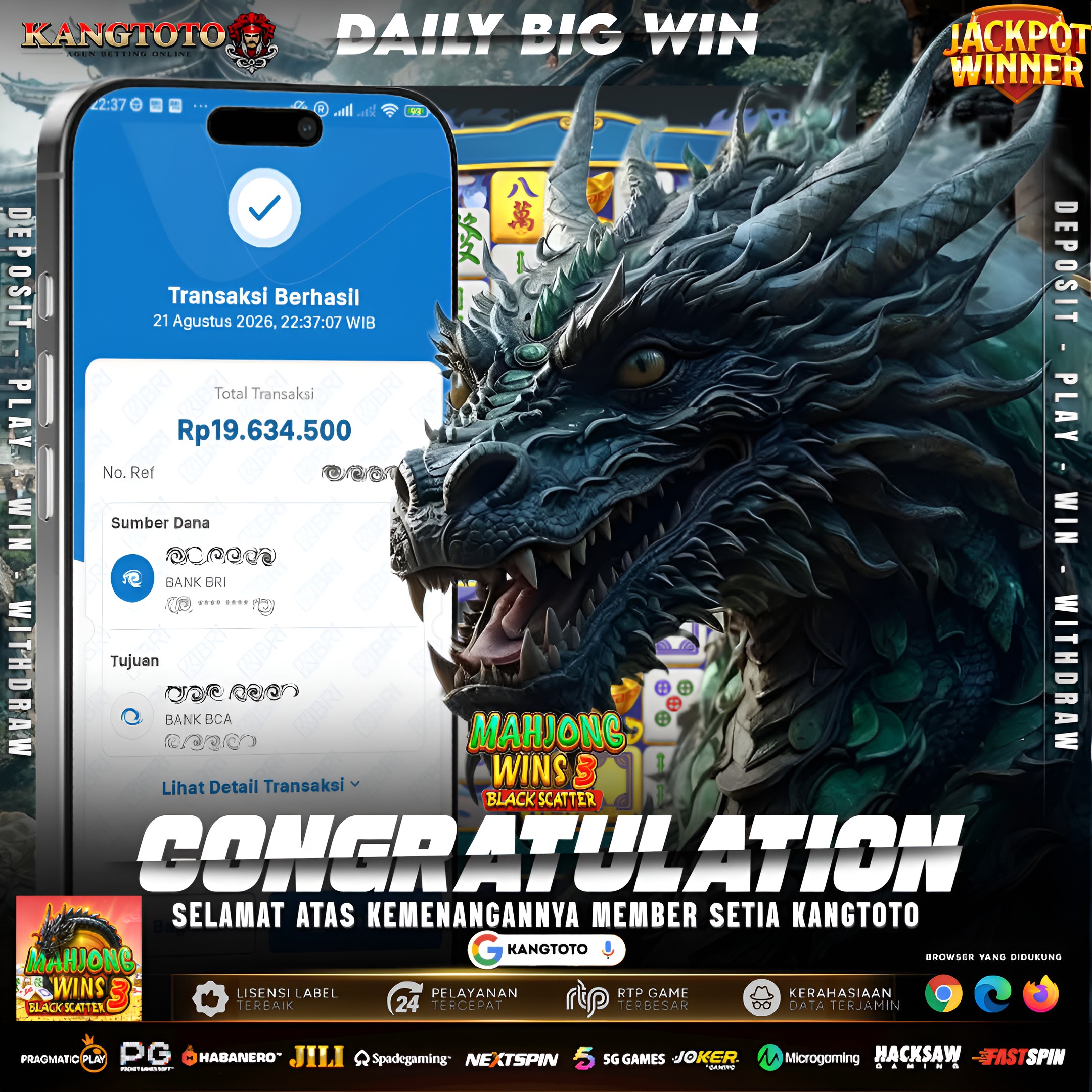 😱 BLACK SCATTER MAHJONG WINS 3 LAGI GACOR PARAH! WD Rp 19.600.000 KILAT! 🐉🔥