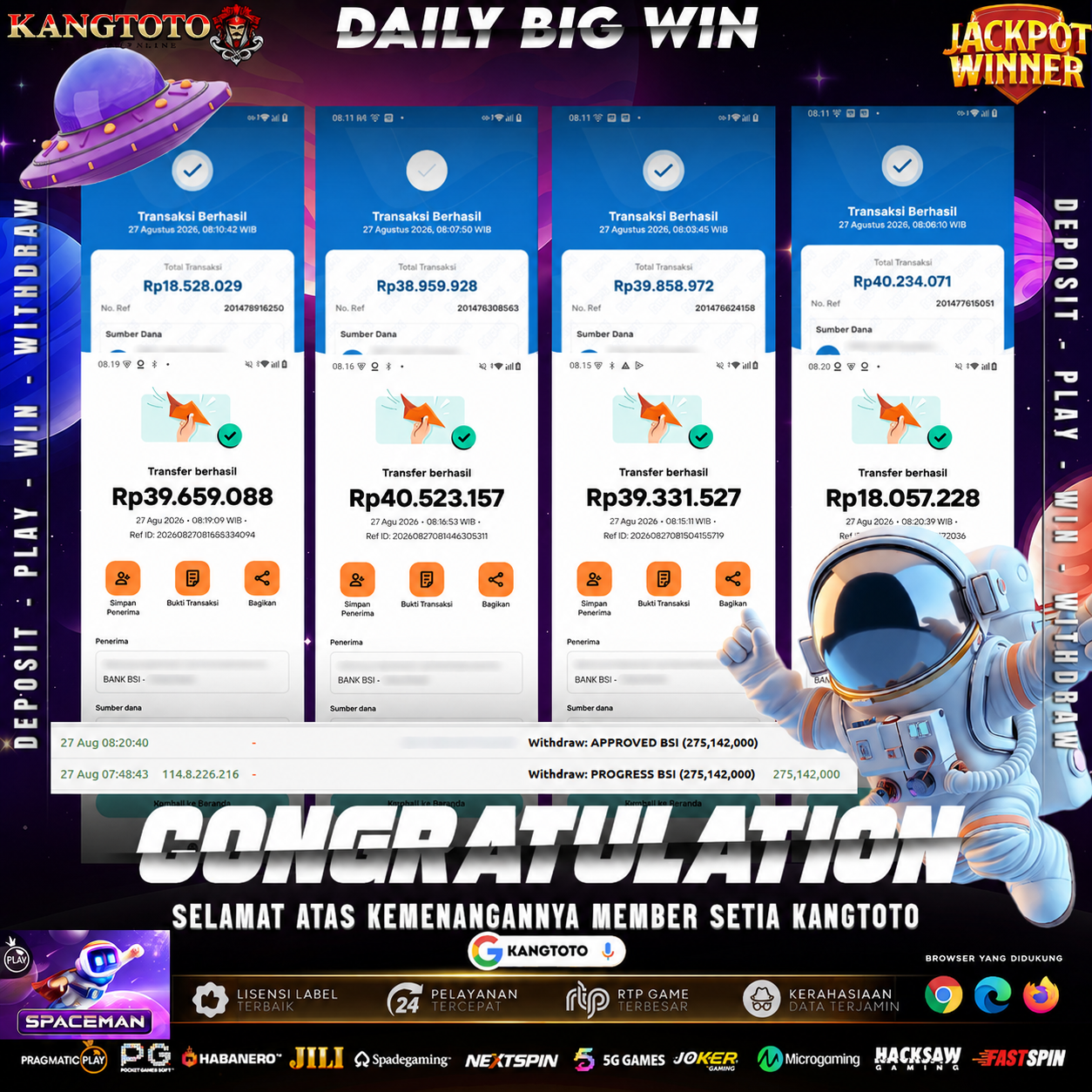 BOOOMMM! SPACEMAN TERBANG TANPA BATAS, REKENING PECAH 275 JUTA!
