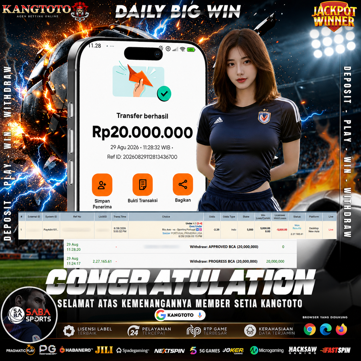 SABA SPORTS TEMBUS RP 20.000.000! MEMBER KANGTOTO PANEN MAXWIN!