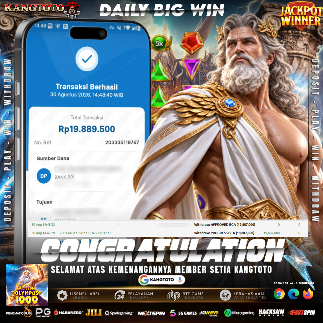 PETIR GATES OF OLYMPUS 1000 DISAMBAR! WITHDRAW RP 19.889.500 LUNAS DI KANGTOTO!