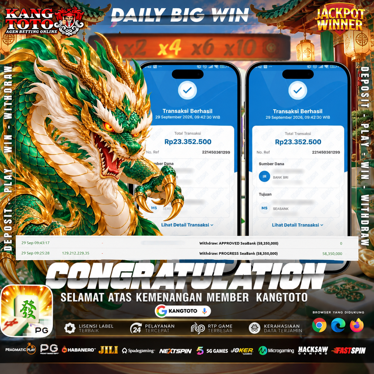 DAILY BIG WIN MAHJONG WAYS! MEMBER KANGTOTO BUNGKUS KEMENANGAN RP 58.350.000!