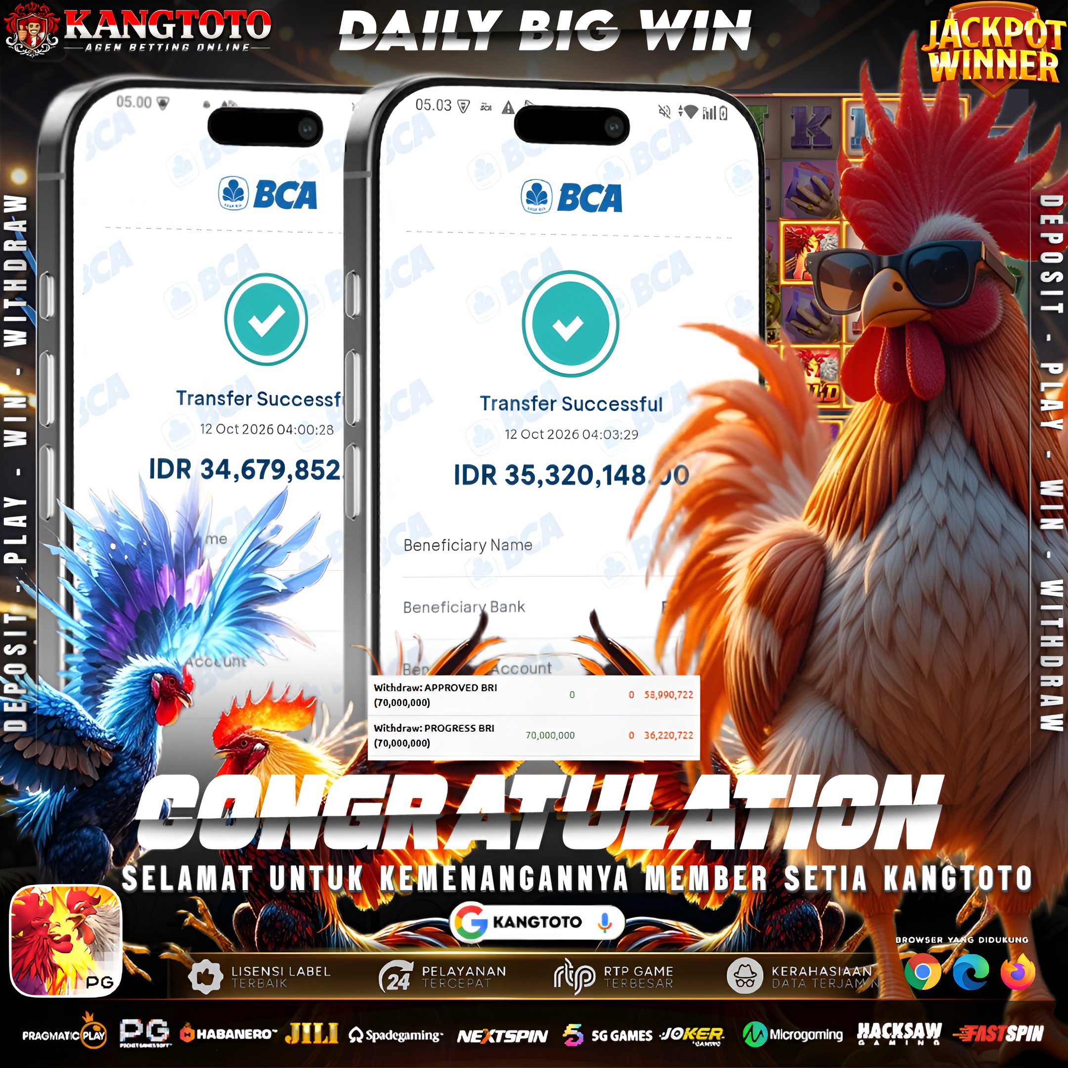 🎡 BIG WIN ROOSTER RUMBLE! PANEN Rp 70.000.000 DI KANGTOTO!